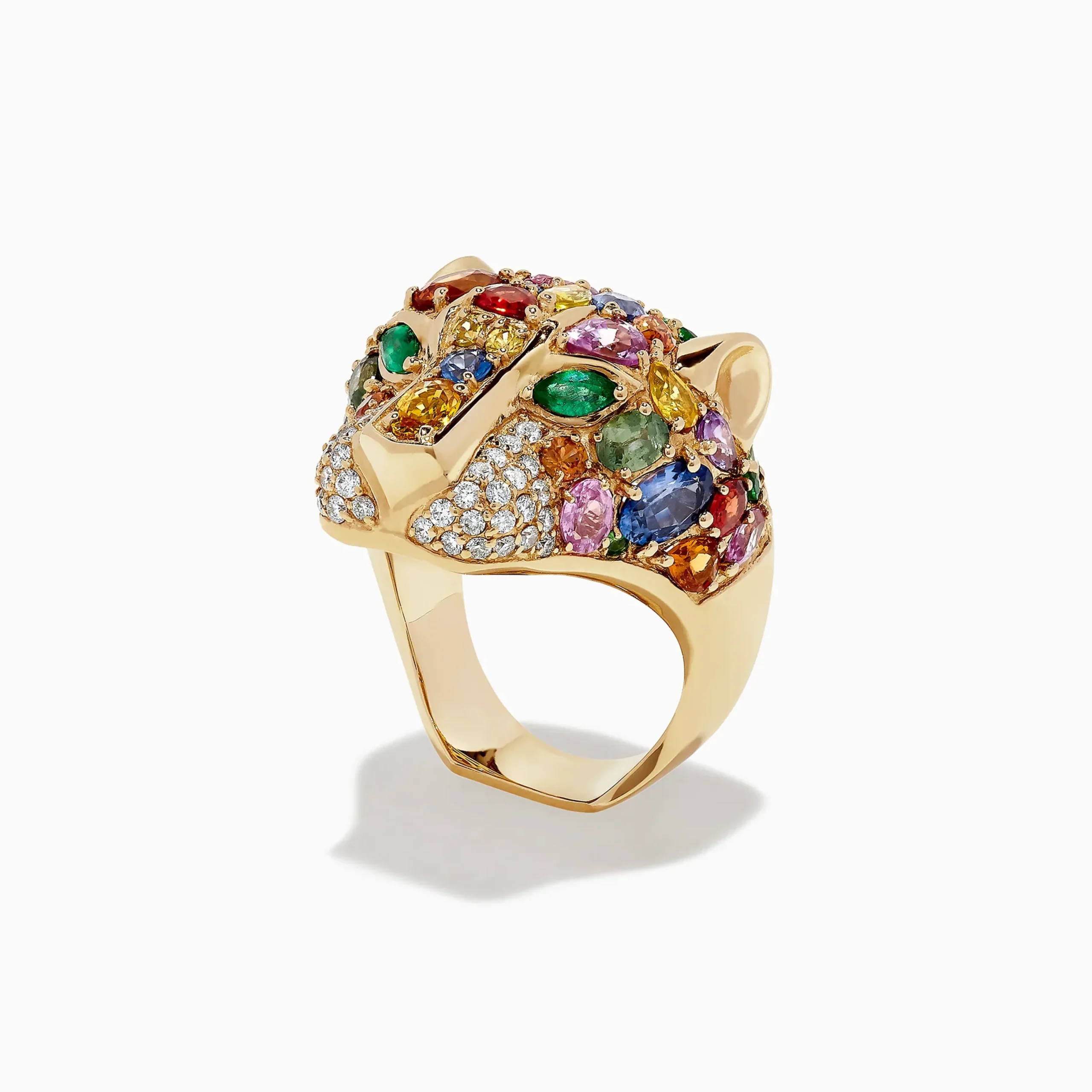 Rings|BH Multi Watercolors 14K Gold Multi Sapphire, Diamond u0026 Emerald Panther Ring