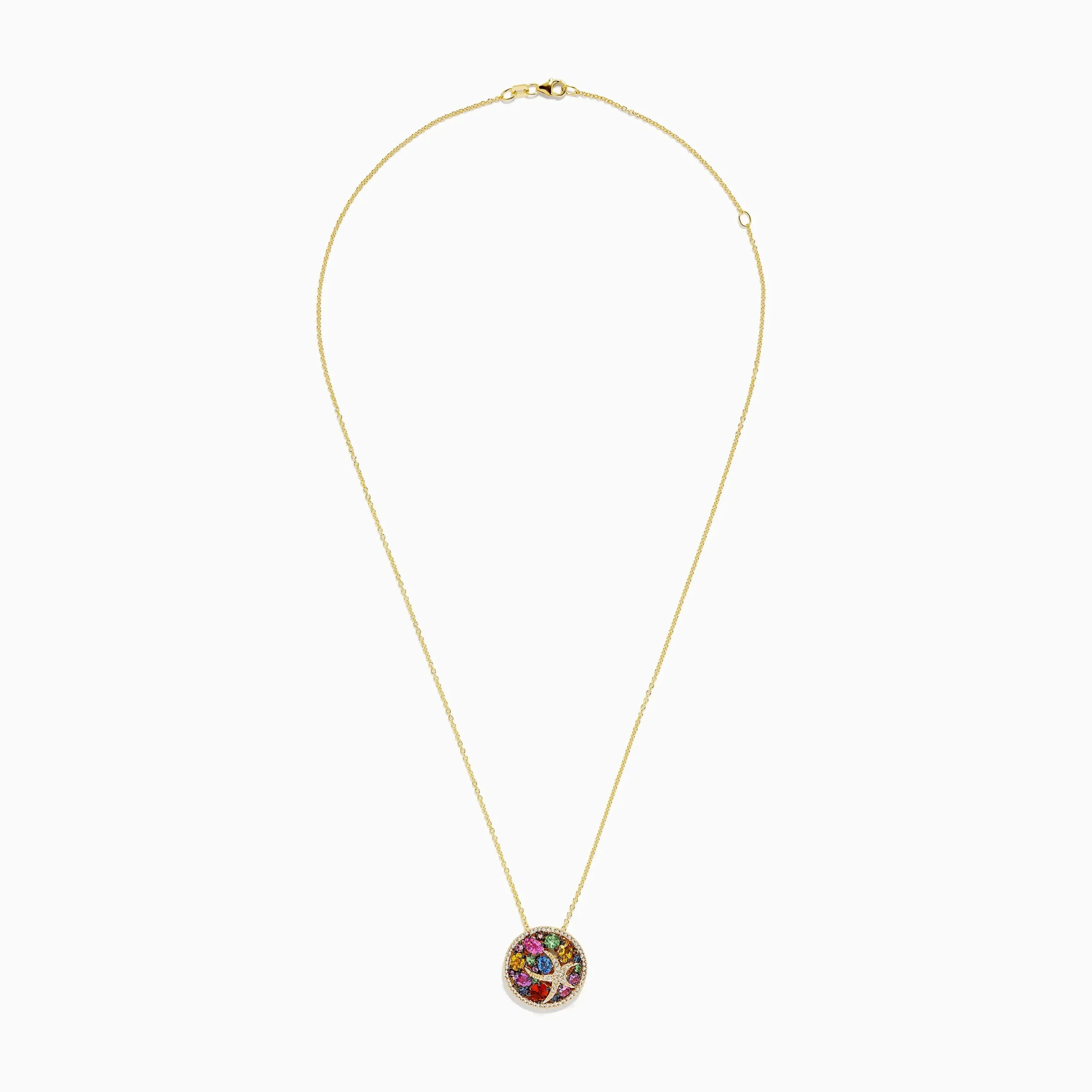 Necklaces & Pendants|BH Multi Watercolors 14K Gold Multi Sapphire and Diamond Starfish Pendant