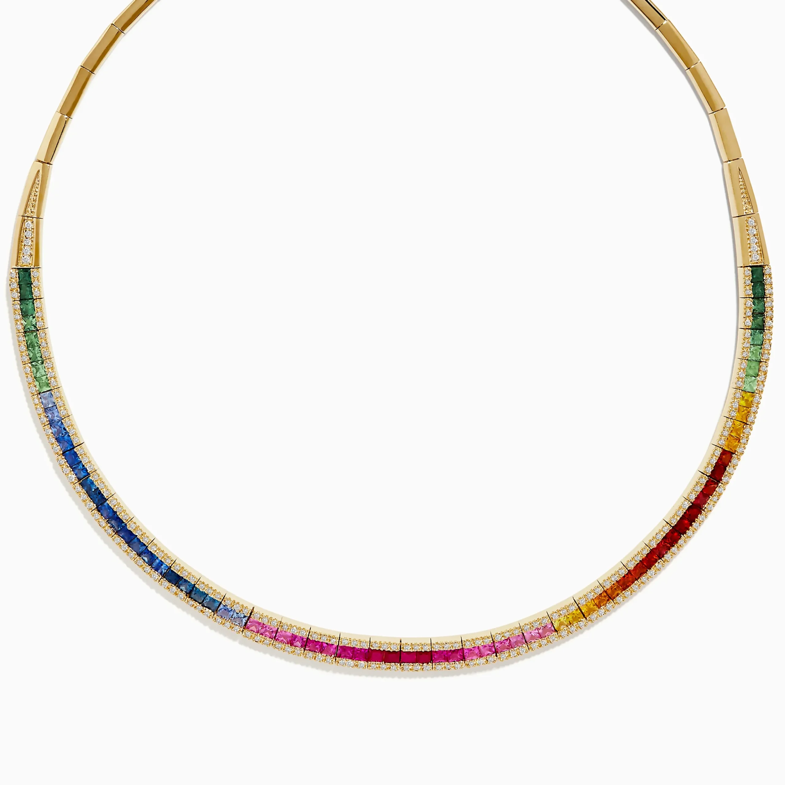 Necklaces & Pendants|Effy Jewelry Watercolors 14K Gold Multi Sapphire u0026 Diamond Necklace, 11.21 TCW