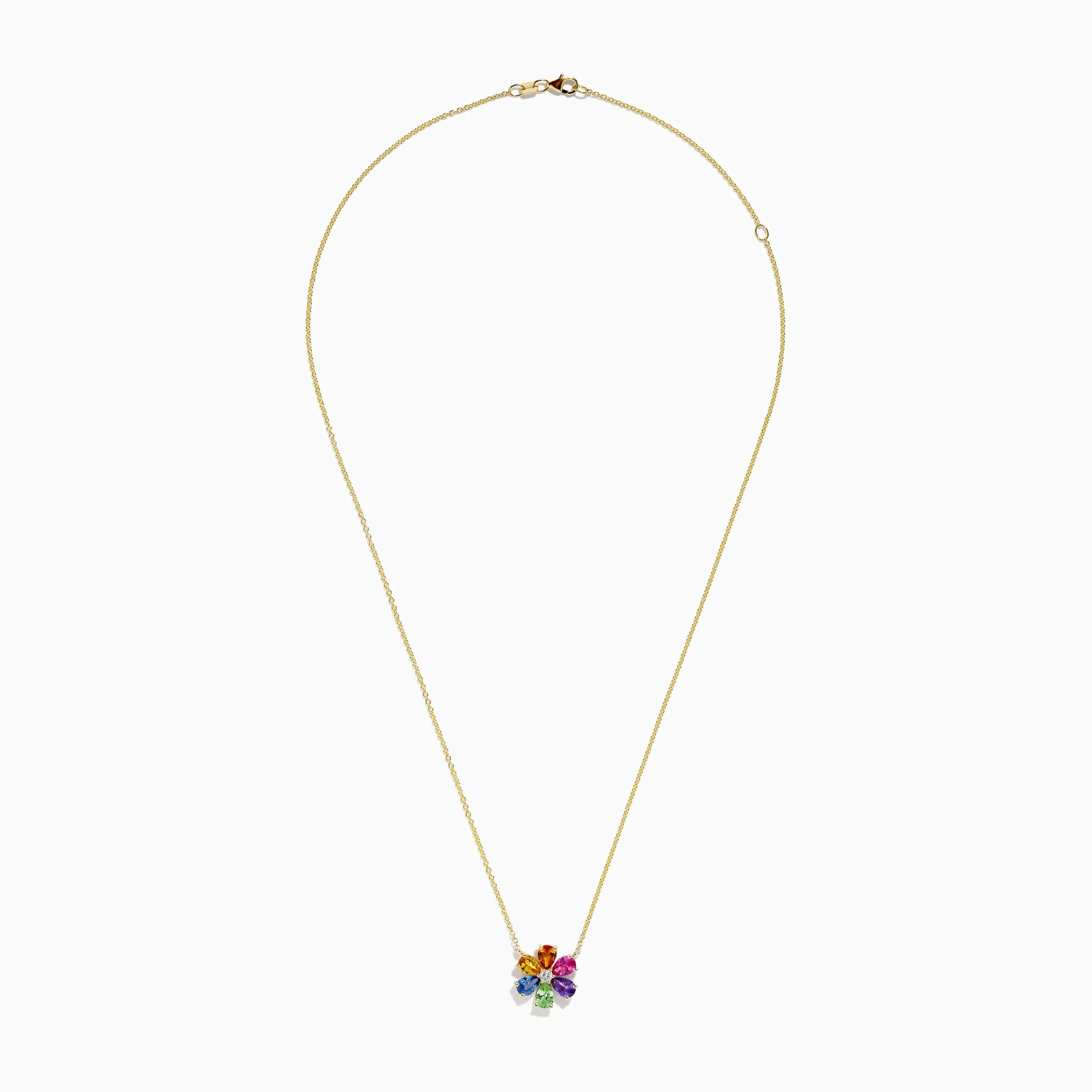 Necklaces & Pendants|BH Multi Watercolors 14K Gold Multi Sapphire and Diamond Flower Necklace