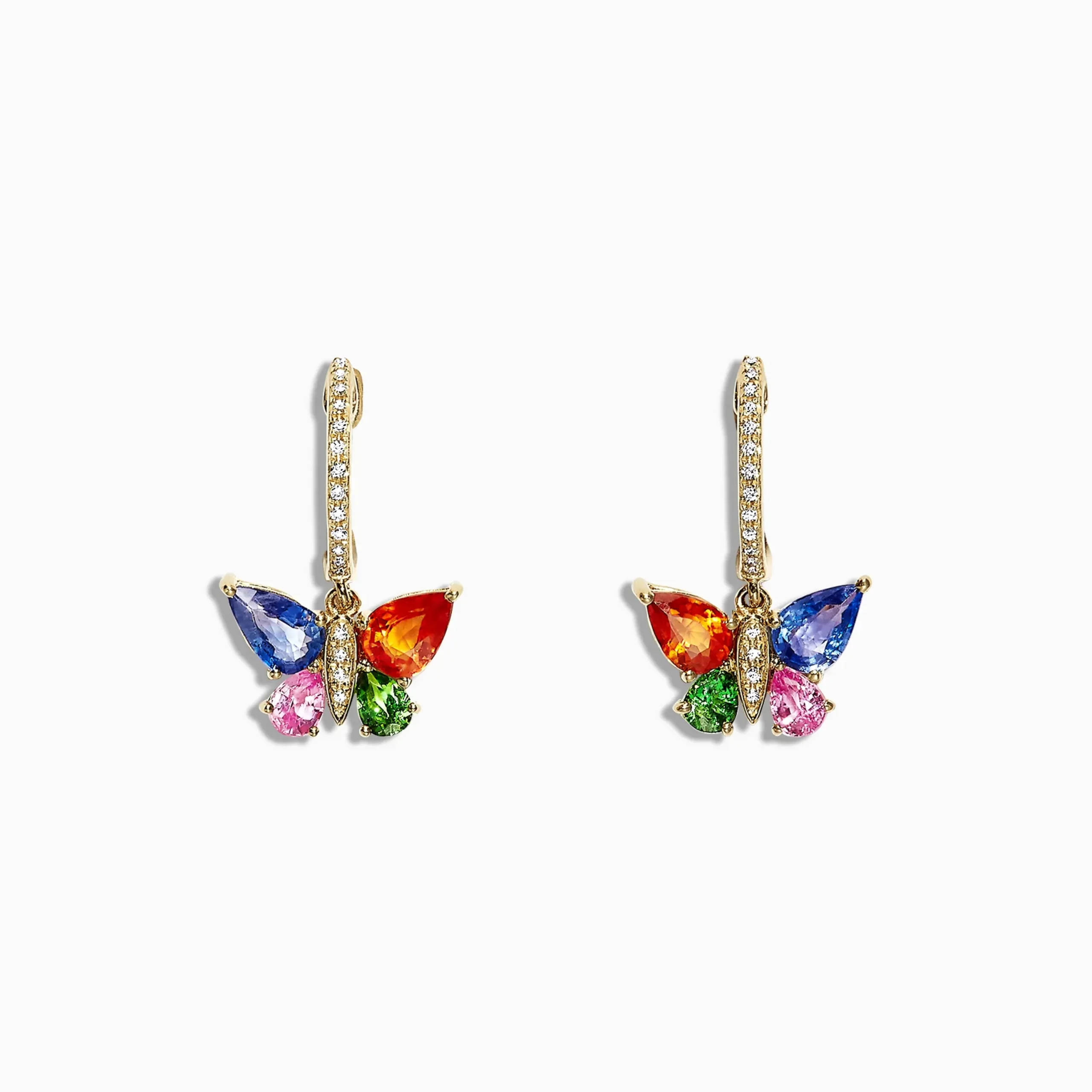 Earrings|Effy Jewelry Watercolors 14K Gold Sapphire u0026 Diamond Butterfly Earrings, 2.97 TCW