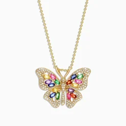 Necklaces & Pendants|Effy Jewelry Watercolors 14K Gold Sapphire u0026 Diamond Butterfly Pendant, 2.34 TCW