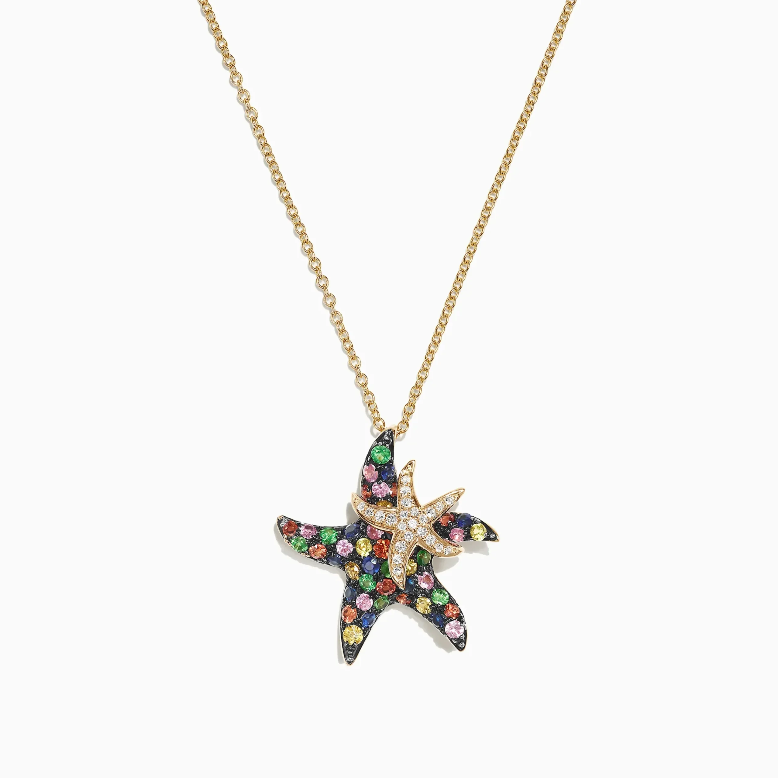 Necklaces & Pendants|Effy Jewelry Watercolors 14K Gold Sapphire u0026 Diamond Starfish Pendant, 1.27 TCW
