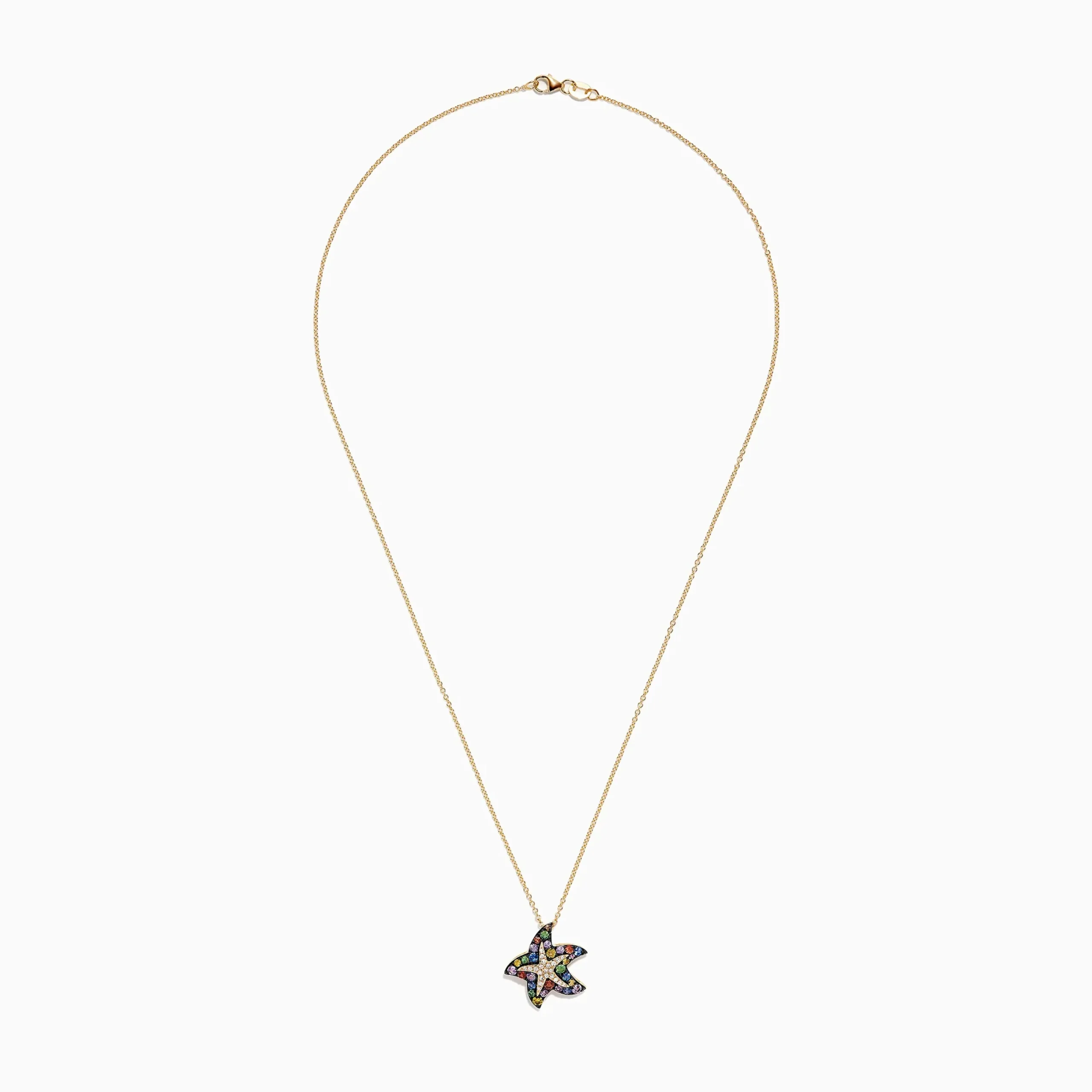 Necklaces & Pendants|BH Multi Watercolors 14K Gold Sapphire u0026 Diamond Starfish Pendant, 1.19 TCW