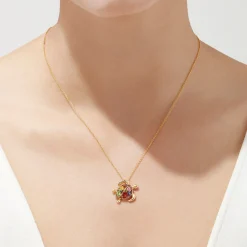 Necklaces & Pendants|Effy Jewelry Watercolors 14K Gold Sapphire u0026 Diamond Turtle Pendant, 0.99 TCW