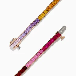 Bracelets|Effy Jewelry Watercolors 14K Rose Gold Multi Sapphire Bracelet