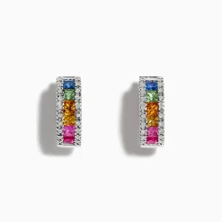 Earrings|Effy Jewelry Watercolors 14K White Gold Sapphire u0026 Diamond Earrings, 1.76 TCW