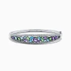 Bracelets|BH Multi Watercolors 14K White Gold Multi Sapphire and Diamond Bangle, 6.25 TCW