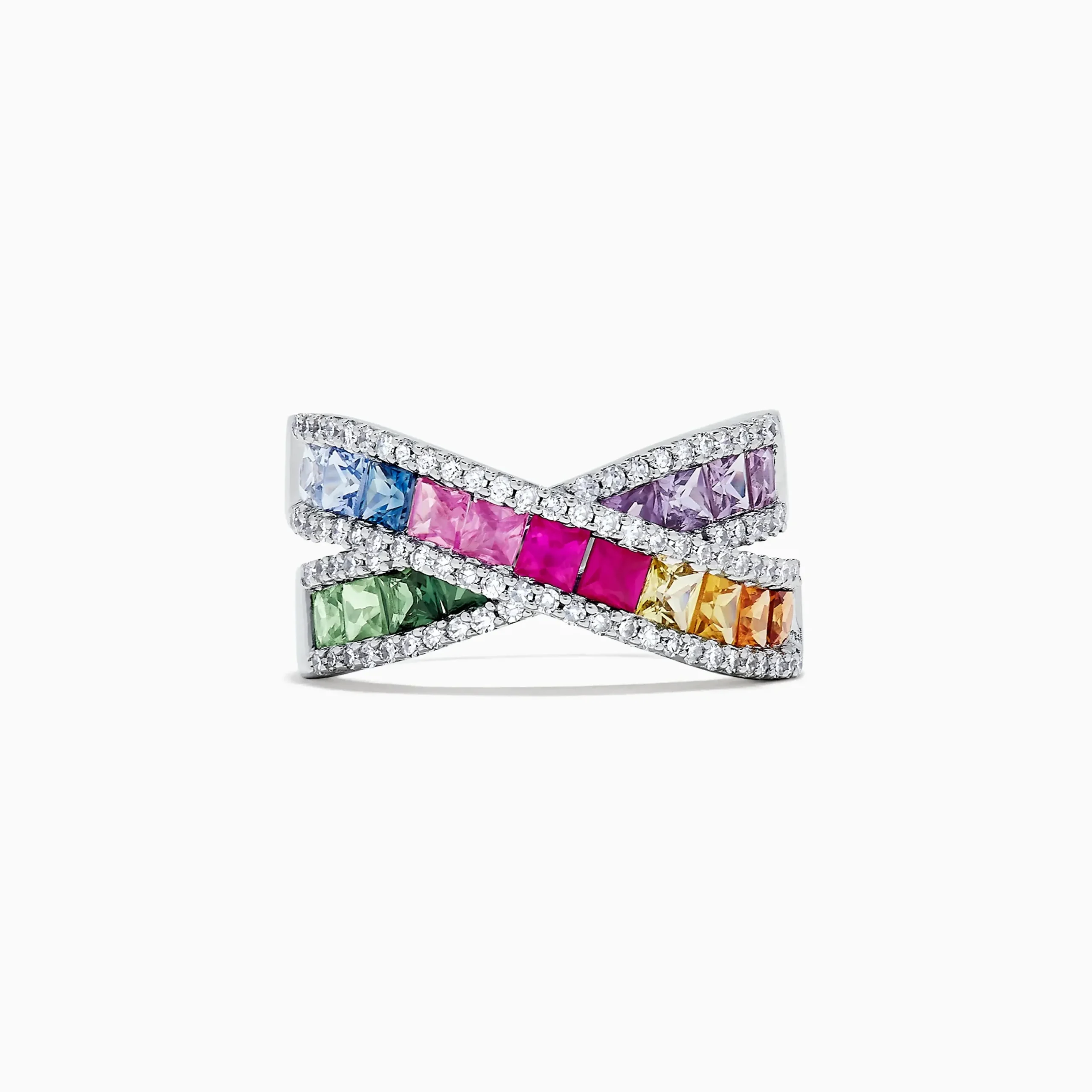 Rings|Effy Jewelry Watercolors 14K White Gold Multi Sapphire and Diamond Ring, 2.63 TCW