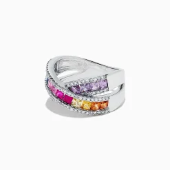 Rings|Effy Jewelry Watercolors 14K White Gold Multi Sapphire and Diamond Ring, 2.63 TCW