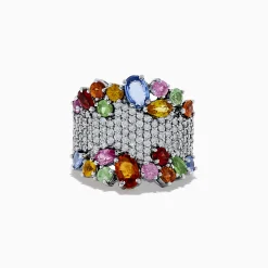 Rings|Effy Jewelry Watercolors 14K White Gold Multi Sapphire and Diamond Ring