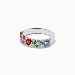 Rings|Effy Jewelry Watercolors 14K White Gold Multi Sapphire and Diamond Ring