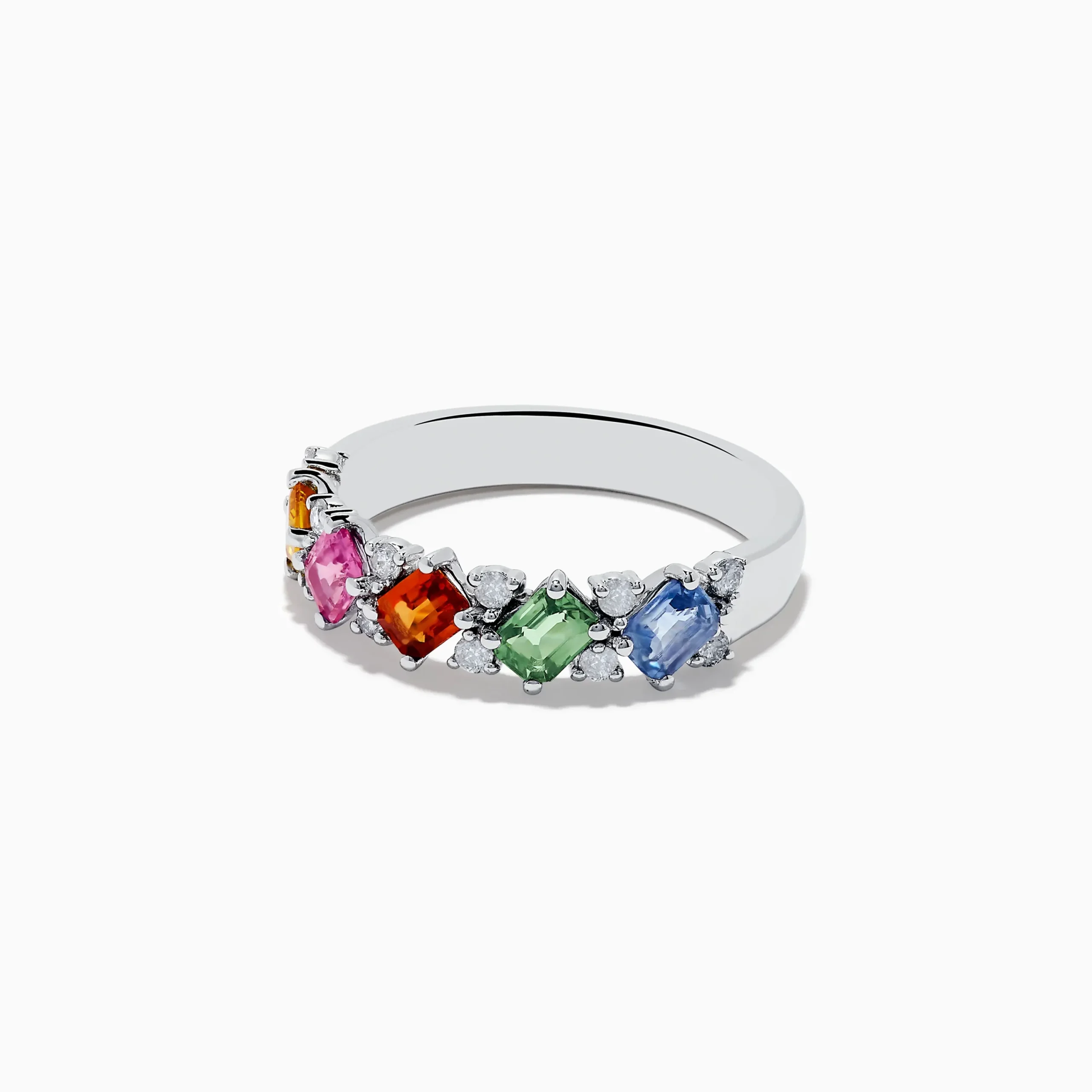 Rings|Effy Jewelry Watercolors 14K White Gold Multi Sapphire and Diamond Ring