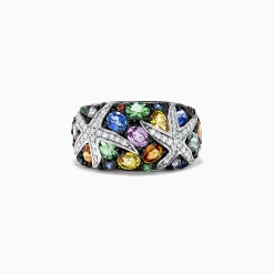 Rings|Effy Jewelry Watercolors 14K White Gold Multi Sapphire and Diamond Ring, 3.75 TCW