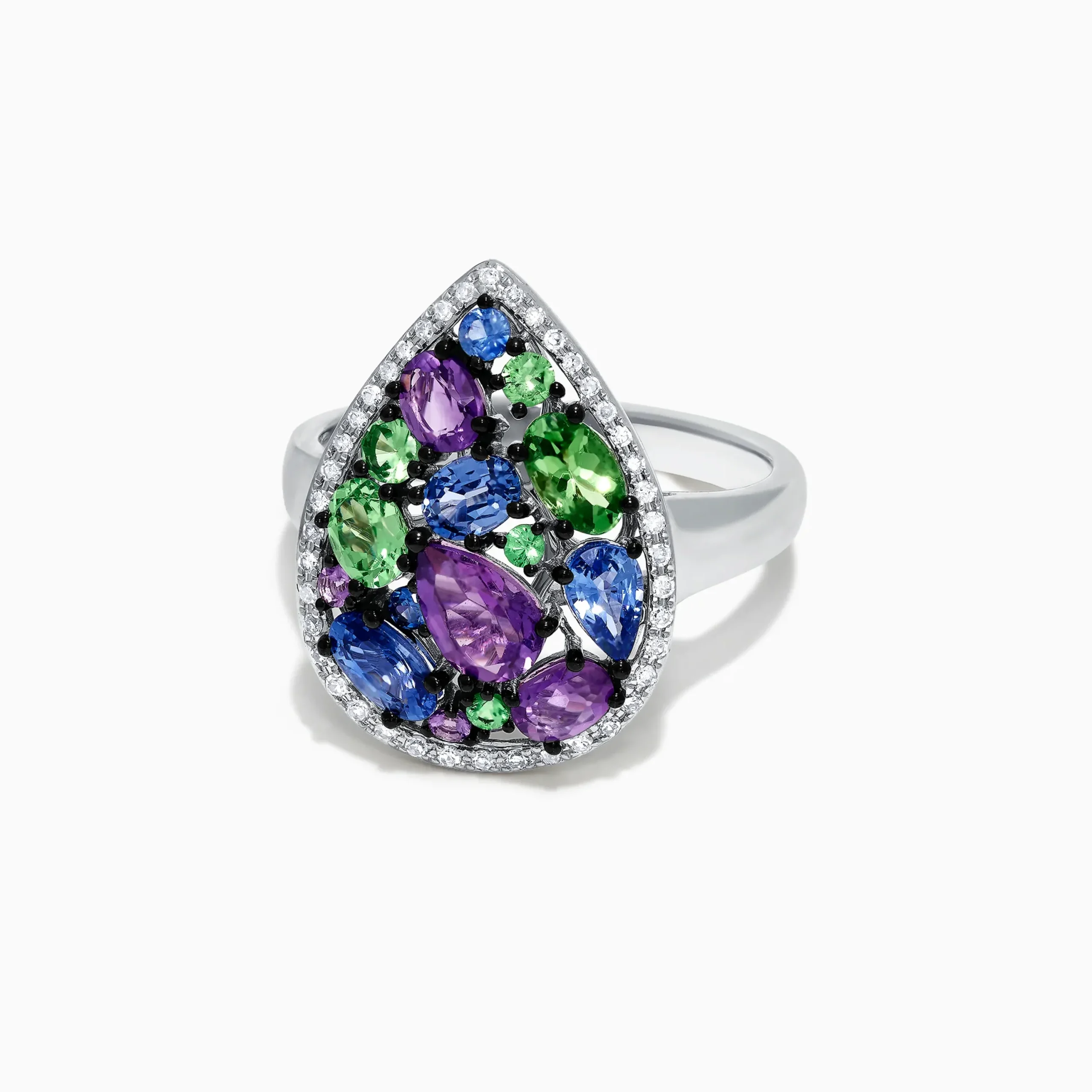 Rings|Effy Jewelry Watercolors 14K White Gold Multi Gemstone and Diamond Ring, 2.45 TCW