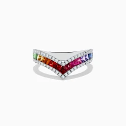 Rings|Effy Jewelry Watercolors 14K White Gold Multi Sapphire and Diamond Ring