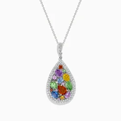 Necklaces & Pendants|Effy Jewelry Watercolors 14K White Gold Multi Sapphire Diamond Pendant