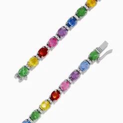 Bracelets|Effy Jewelry Watercolors 14K White Gold Multi Sapphire and Diamond Tennis Bracelet
