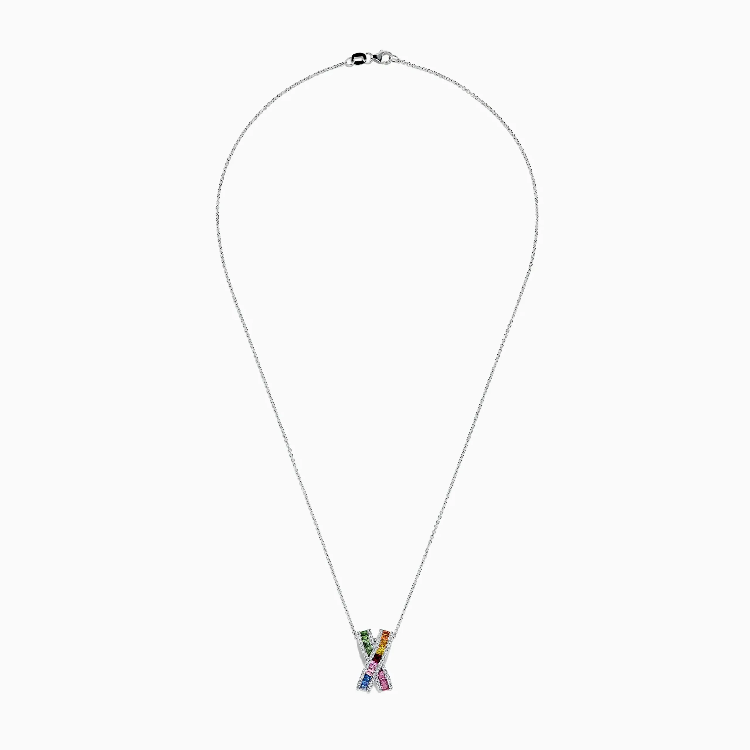 Necklaces & Pendants|Effy Jewelry Watercolors 14K White Gold Multi Sapphire u0026 Diamond Pendant, 2.21 TCW