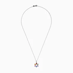 Necklaces & Pendants|Effy Jewelry Watercolors 14K White Gold Multi Color Sapphire and Diamond Star of David Pendant