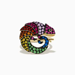 Rings|Effy Jewelry Watercolors 14K Yellow Gold Black Diamond Muliti Sapphire Chameleon Ring