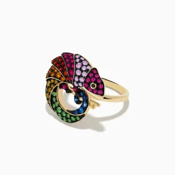 Rings|Effy Jewelry Watercolors 14K Yellow Gold Black Diamond Muliti Sapphire Chameleon Ring