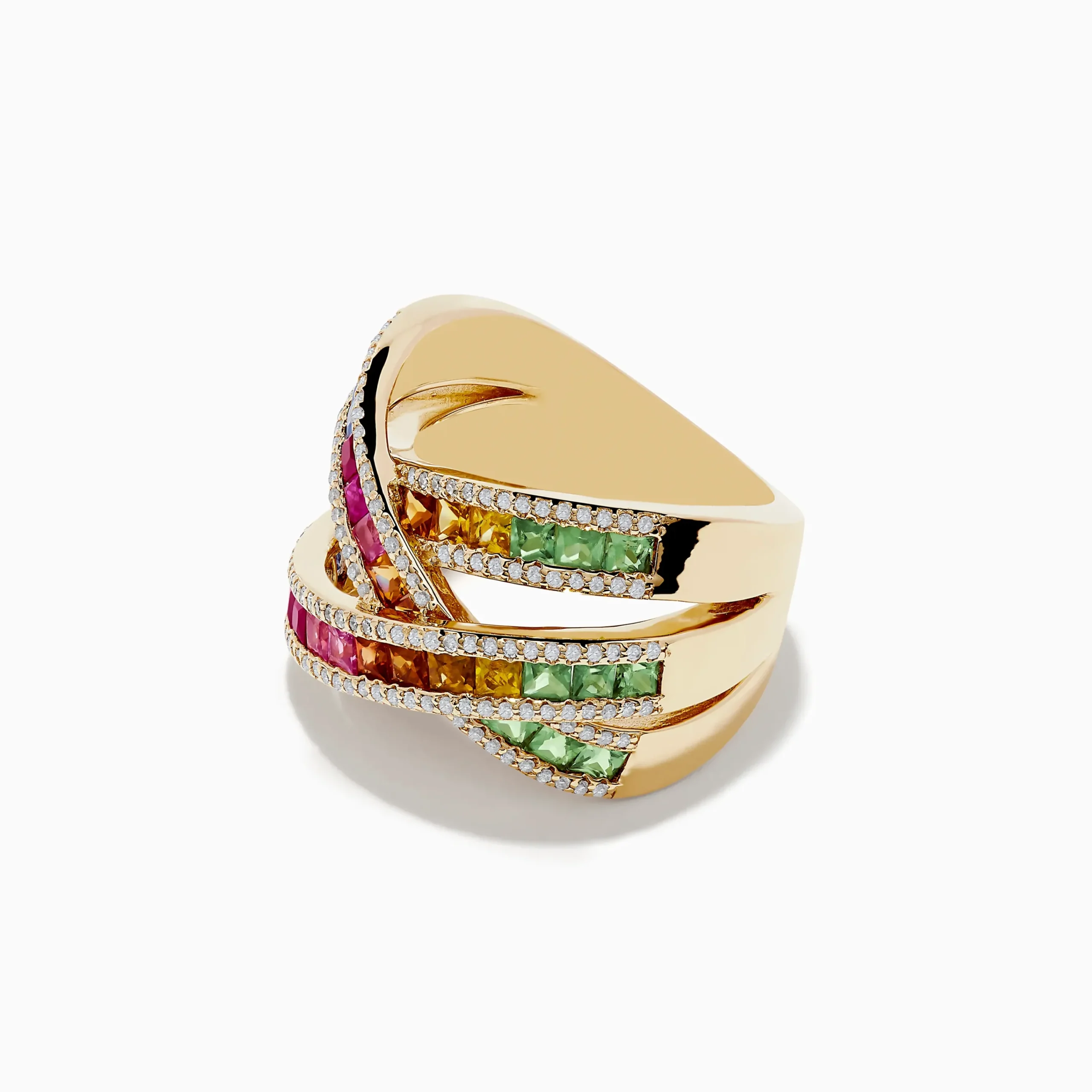 Rings|Effy Jewelry Watercolors 14K Yellow Gold Multi Sapphire and Diamond Ring