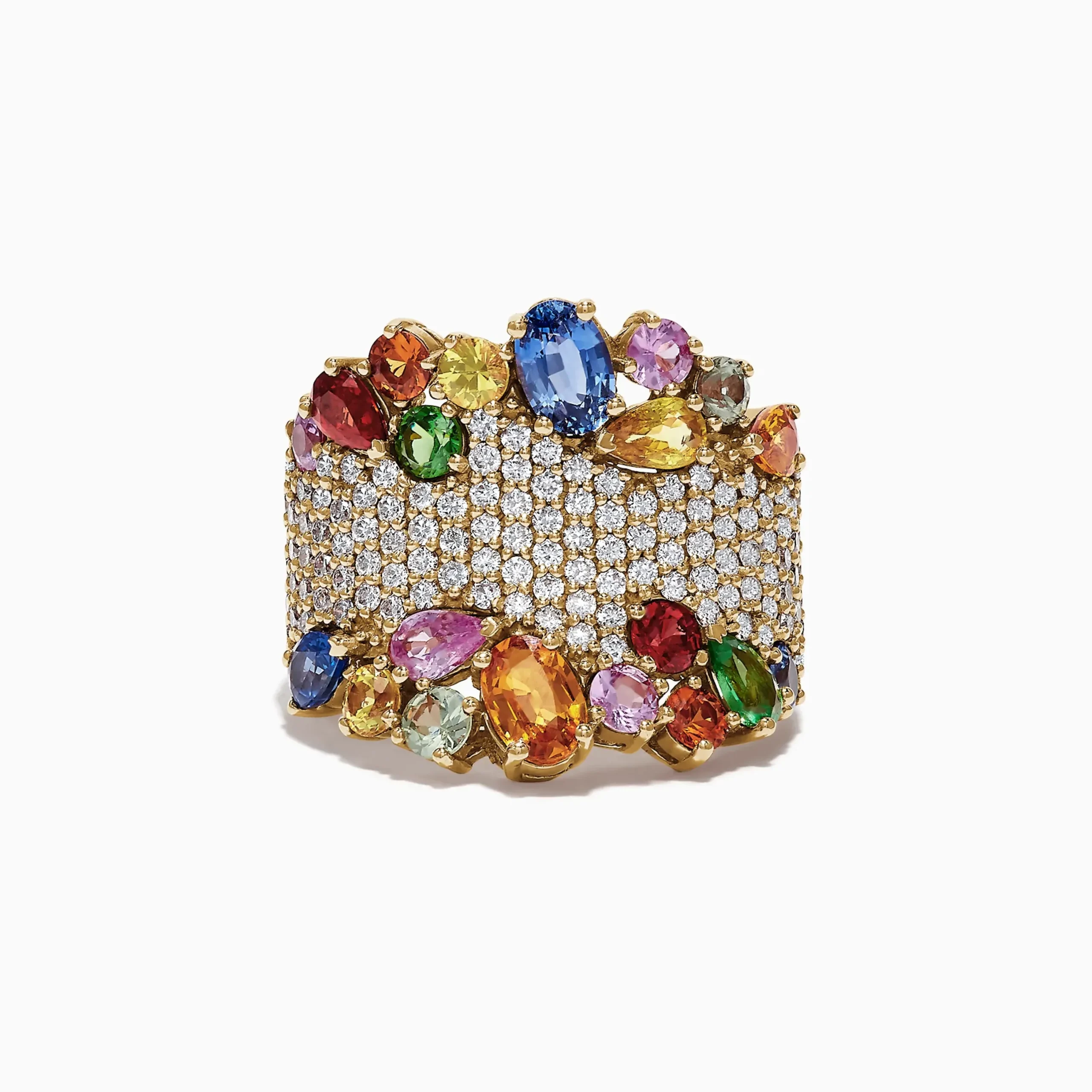 Rings|Effy Jewelry Watercolors 14K Yellow Gold Multi Sapphire and Diamond Ring, 5.59 TCW