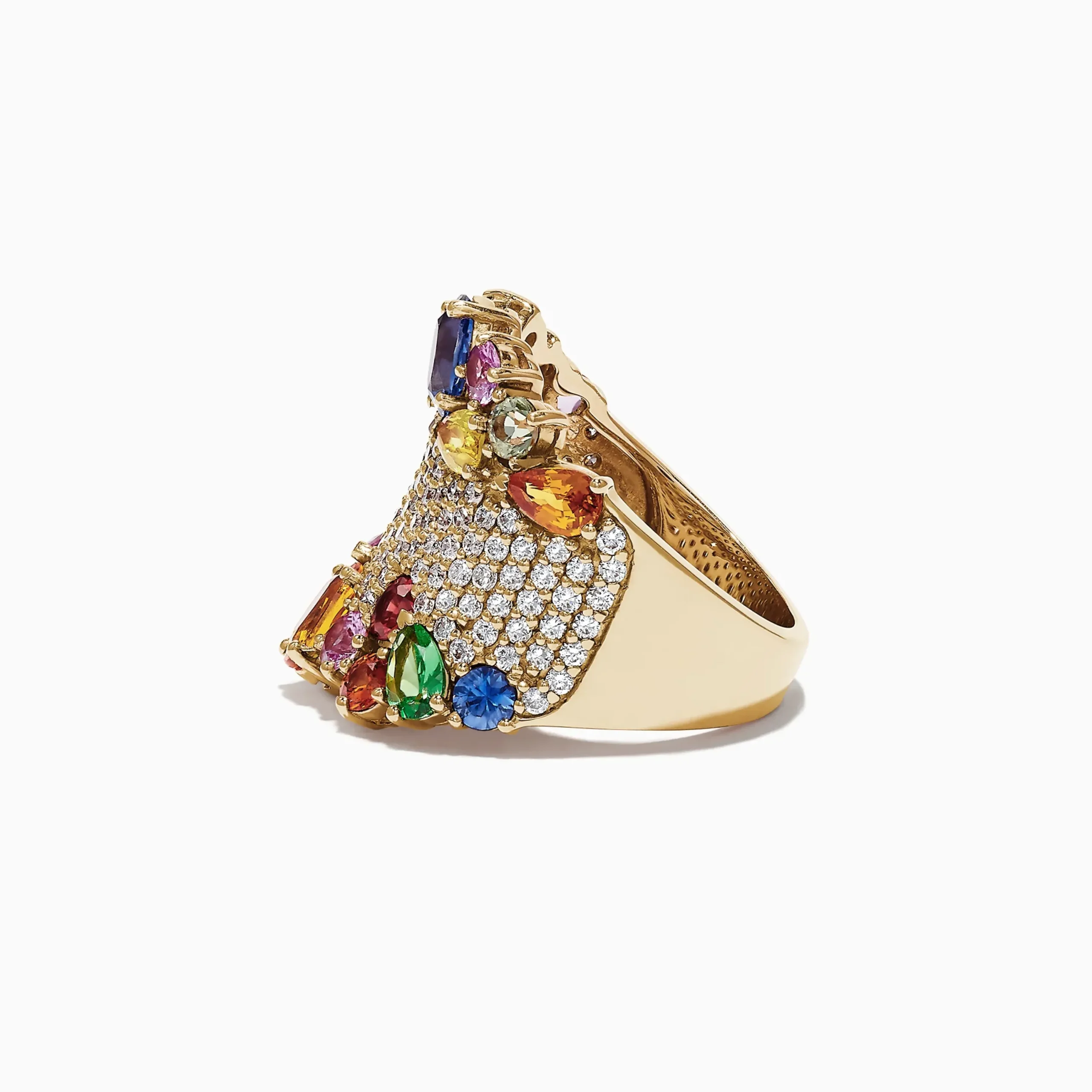Rings|Effy Jewelry Watercolors 14K Yellow Gold Multi Sapphire and Diamond Ring, 5.59 TCW