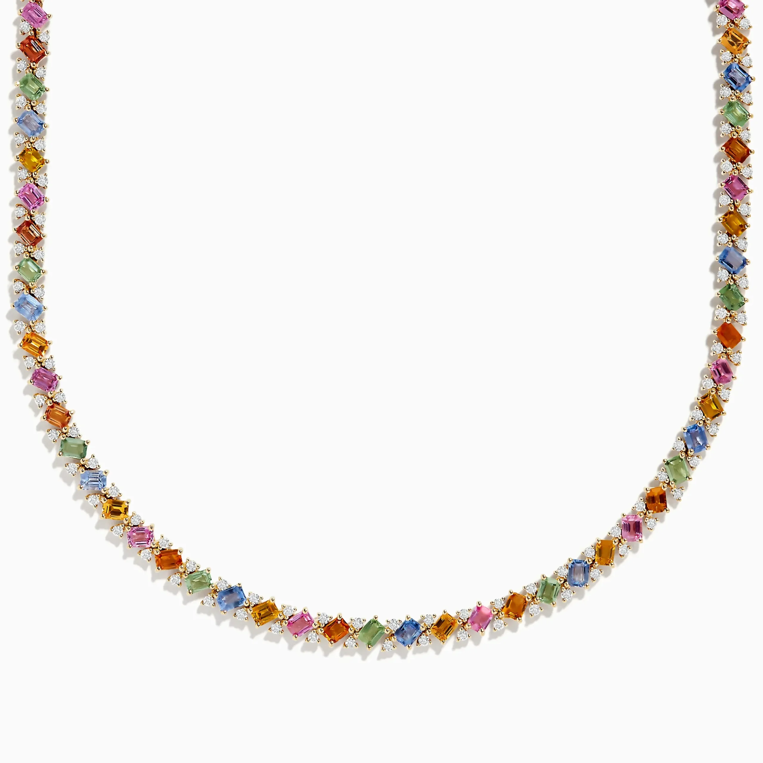 Necklaces & Pendants|Effy Jewelry Watercolors 14K Yellow Gold Multi Sapphire and Diamond Necklace