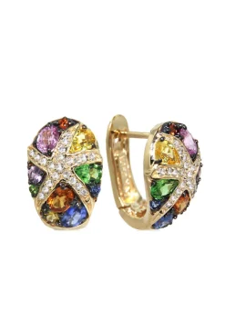 Earrings|Effy Jewelry Watercolors 14K Yellow Gold Sapphire u0026 Diamond Earrings, 3.01 TCW