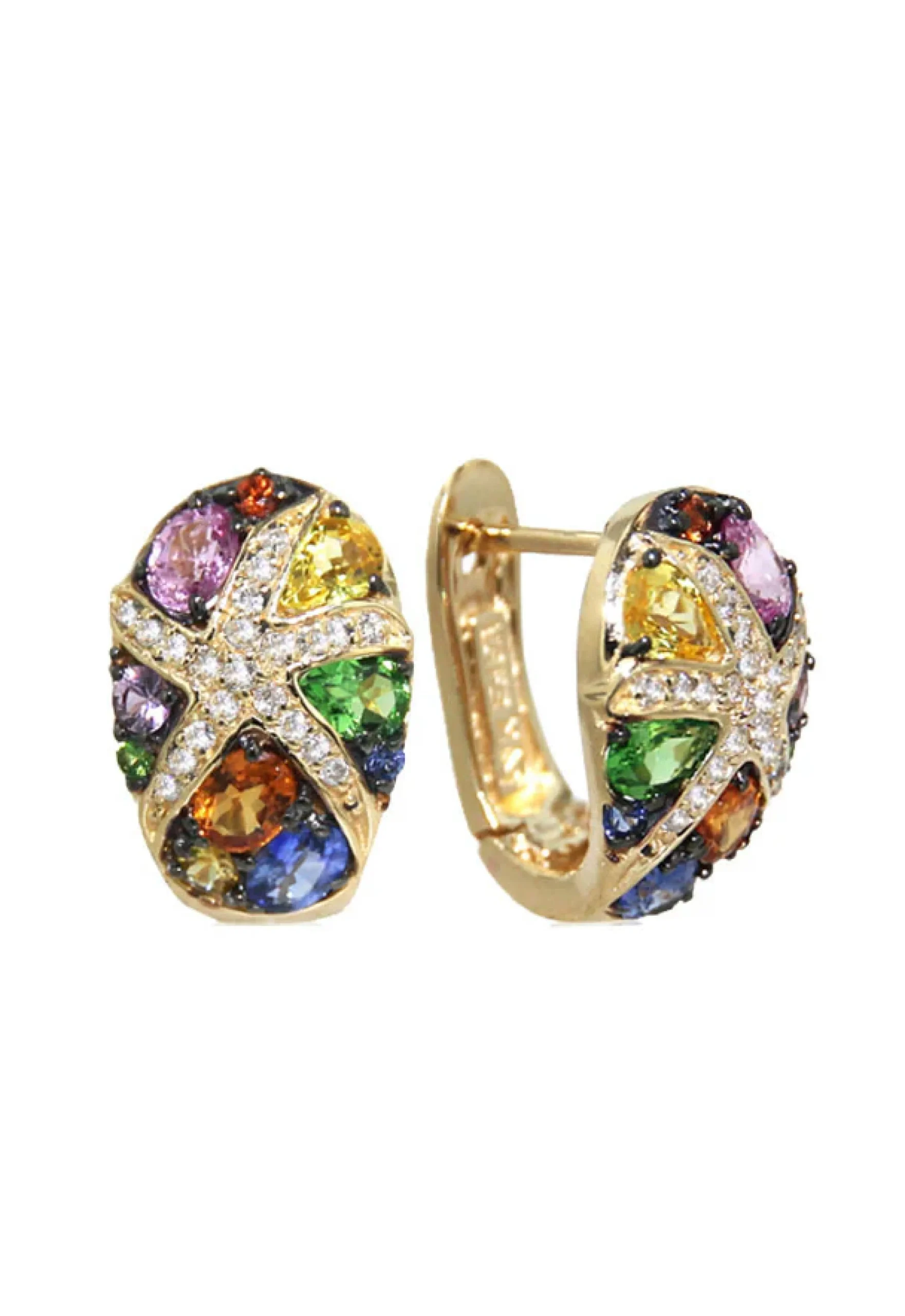 Earrings|Effy Jewelry Watercolors 14K Yellow Gold Sapphire u0026 Diamond Earrings, 3.01 TCW