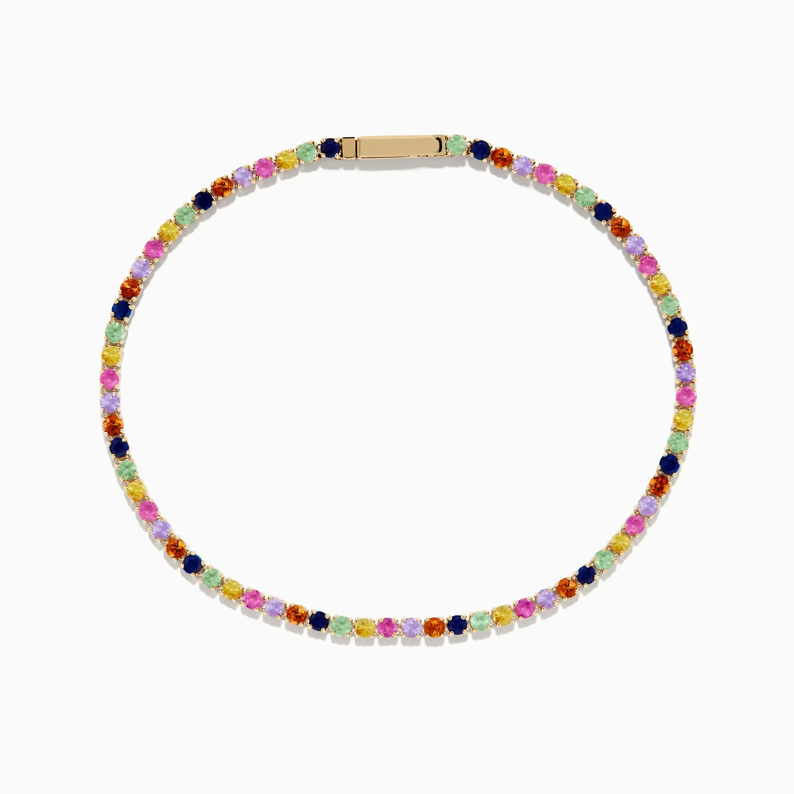 Bracelets|Effy Jewelry Watercolors 14K Yellow Gold Multi Sapphire Tennis Bracelet