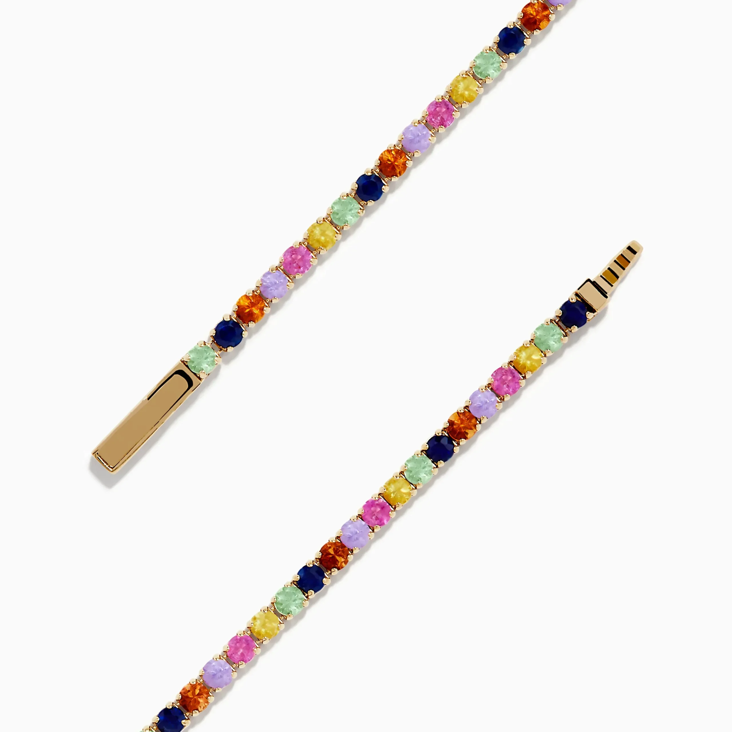 Bracelets|Effy Jewelry Watercolors 14K Yellow Gold Multi Sapphire Tennis Bracelet