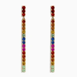 Earrings|BH Multi Watercolors 14K Yellow Gold Multi Sapphire Drop Earrings, 2.50 TCW