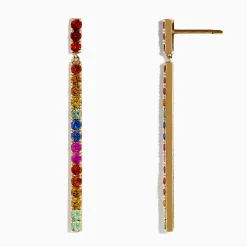 Earrings|BH Multi Watercolors 14K Yellow Gold Multi Sapphire Drop Earrings, 2.50 TCW