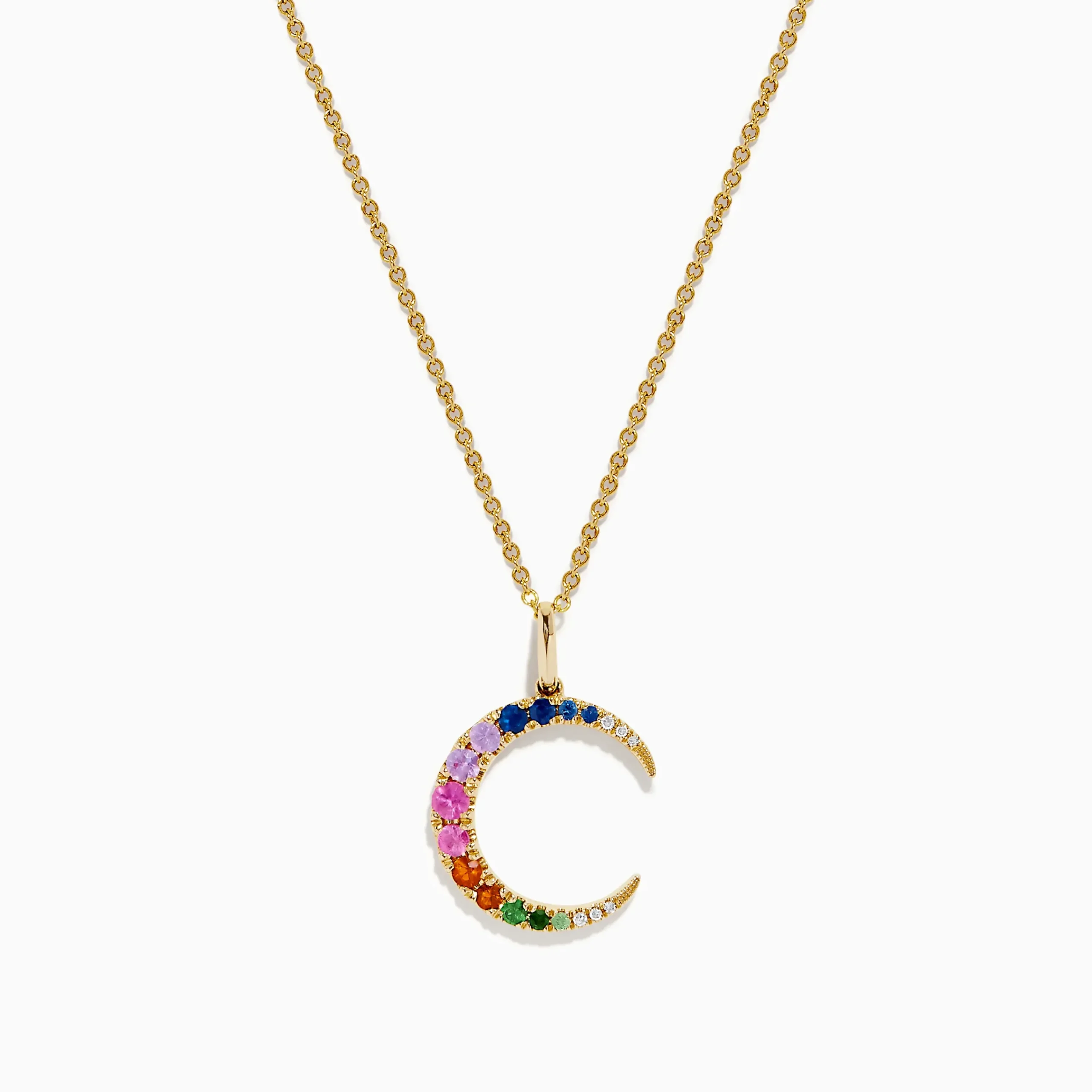 Necklaces & Pendants|Effy Jewelry Watercolors 14K Yellow Gold Multi Sapphire and Diamond Pendant