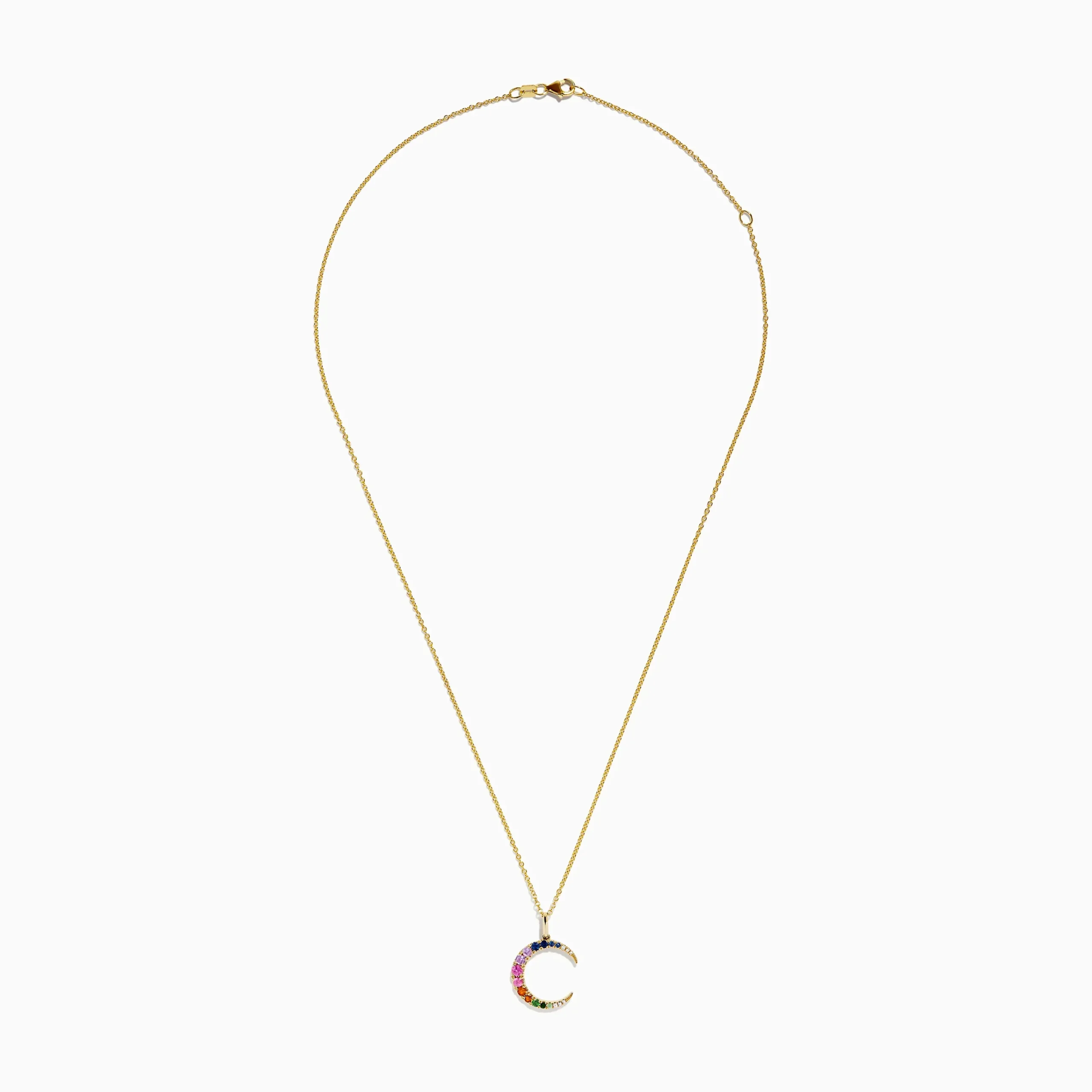 Necklaces & Pendants|Effy Jewelry Watercolors 14K Yellow Gold Multi Sapphire and Diamond Pendant