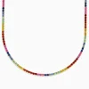 Necklaces & Pendants|BH Multi Watercolors 14K Yellow Gold Multi Sapphire Tennis Necklace