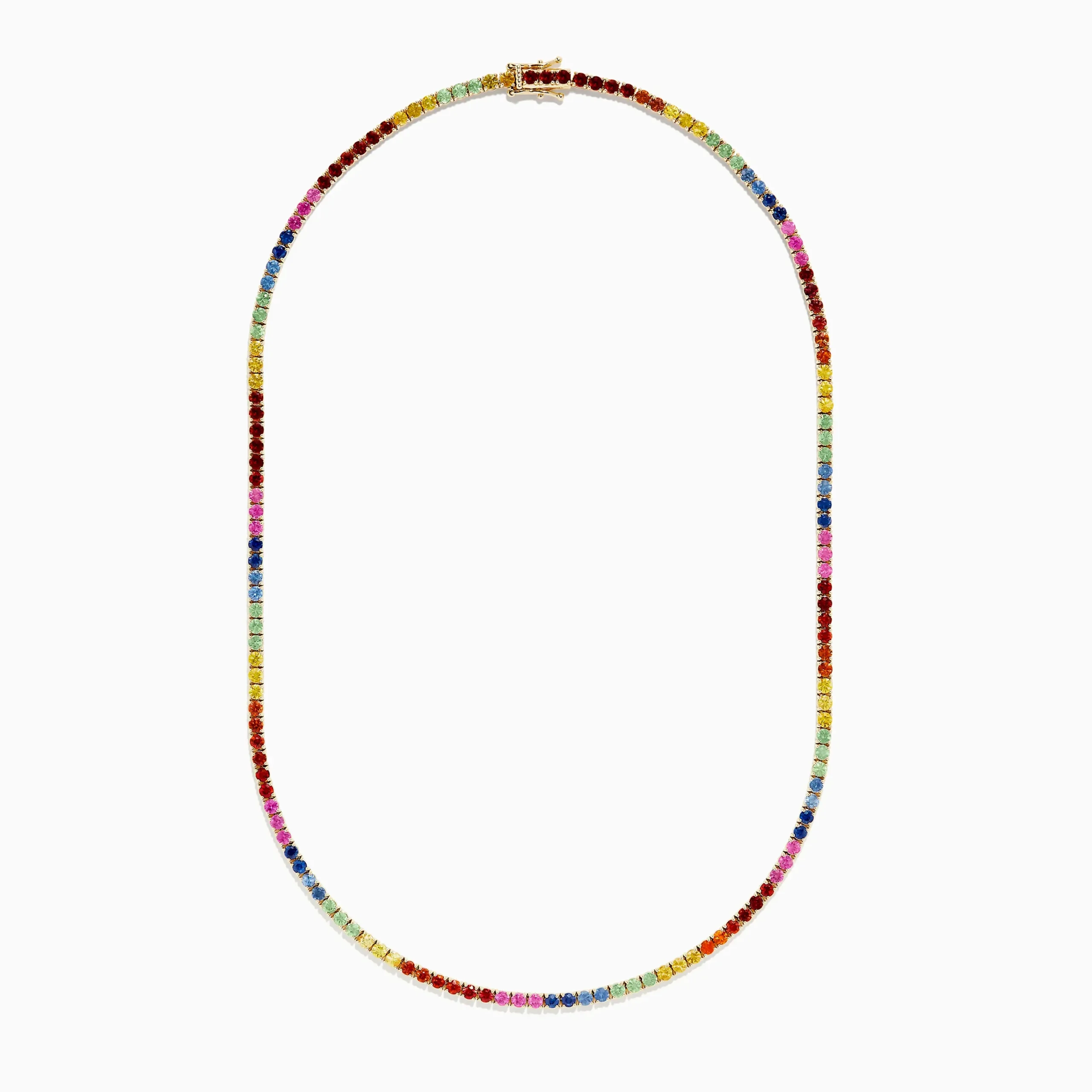 Necklaces & Pendants|BH Multi Watercolors 14K Yellow Gold Multi Sapphire Tennis Necklace