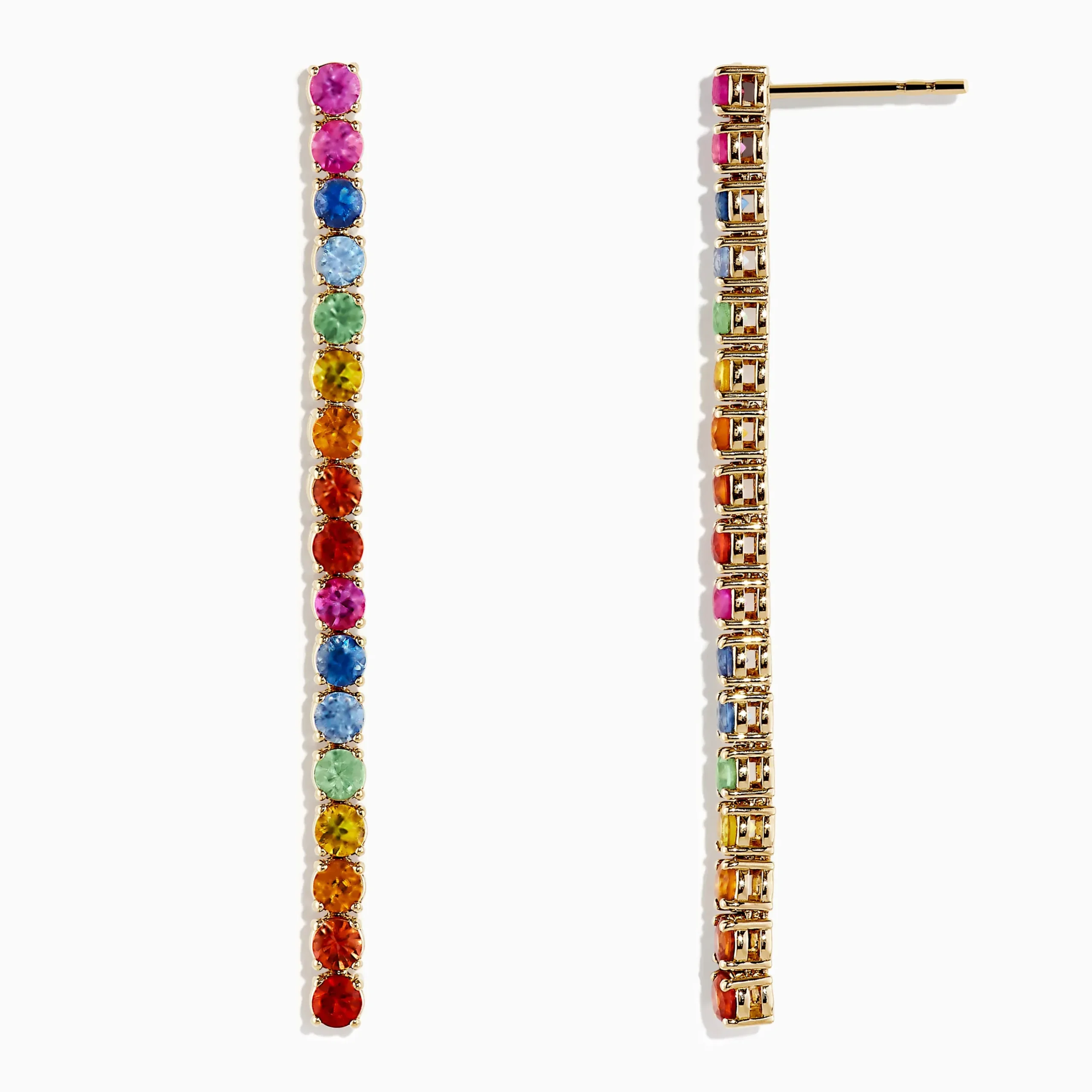 Earrings|Effy Jewelry Watercolors 14K Yellow Gold Multi Sapphire Earrings