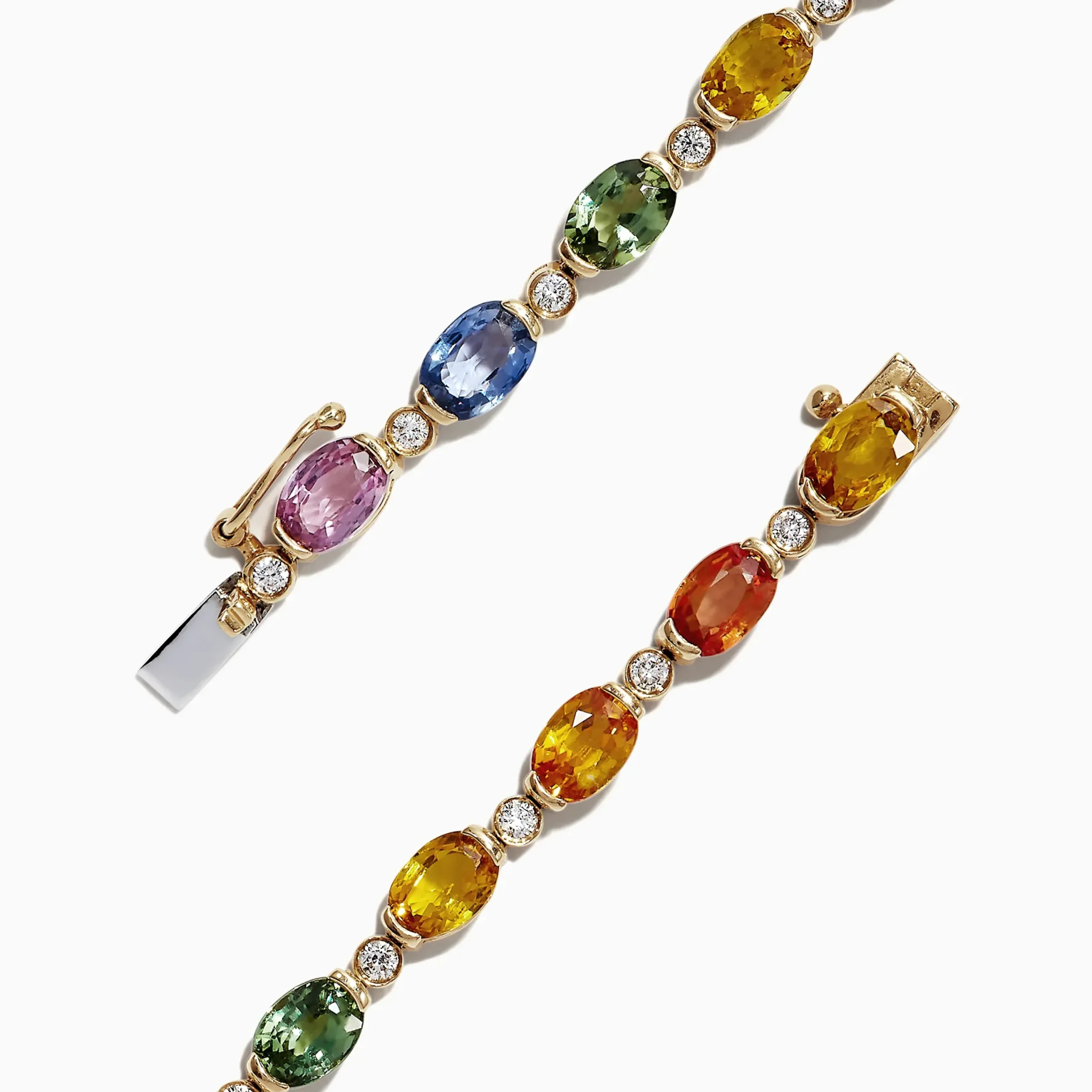Bracelets|Effy Jewelry Watercolors 14K Yellow Gold Sapphire and Diamond Bracelet, 11.20 TCW