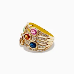 Rings|BH Watercolors 14K Yellow Gold Multi Sapphire and Diamond Ring, 2.47 TCW
