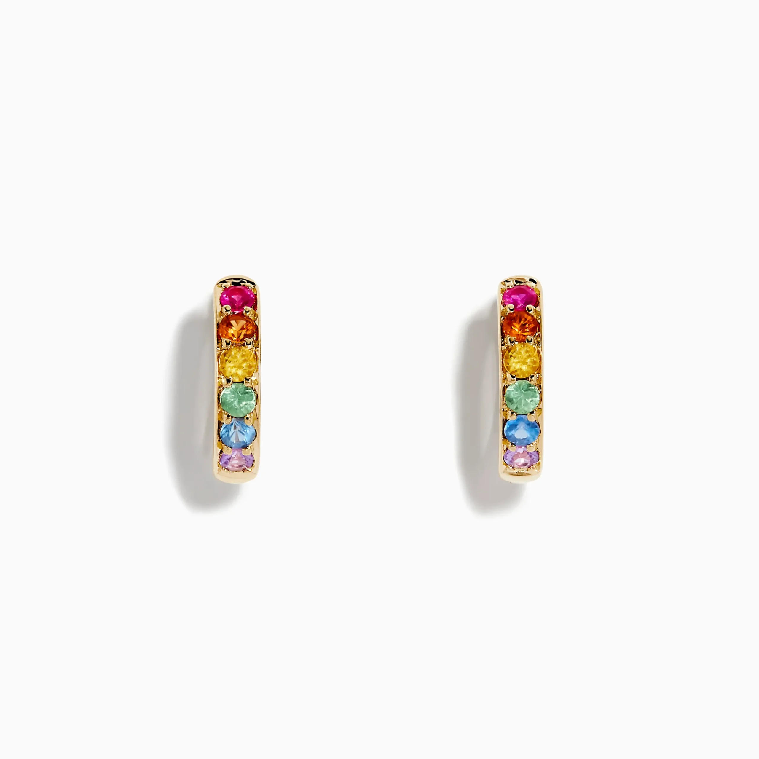 Earrings|Effy Jewelry Watercolors 14K Yellow Gold Multi Color Sapphire Hoop Earrings