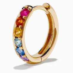 Earrings|Effy Jewelry Watercolors 14K Yellow Gold Multi Color Sapphire Hoop Earrings