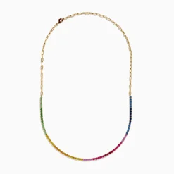Necklaces & Pendants|Effy Jewelry Watercolors 14K Yellow Gold Multi Sapphire, Ruby, u0026 Tsavorite Necklace