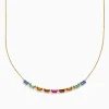 Necklaces & Pendants|Effy Jewelry Watercolors 14K Yellow Gold Multi Sapphire and Diamond Necklace