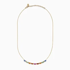 Necklaces & Pendants|Effy Jewelry Watercolors 14K Yellow Gold Multi Sapphire and Diamond Necklace