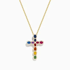 Necklaces & Pendants|Effy Jewelry Watercolors 14K Yellow Gold Cross Pendant