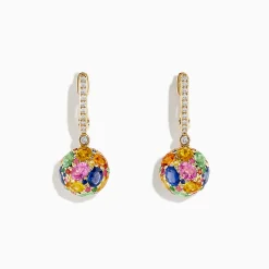 Earrings|Effy Jewelry Watercolors 14K Yellow Gold Multi Sapphire Ball Earrings
